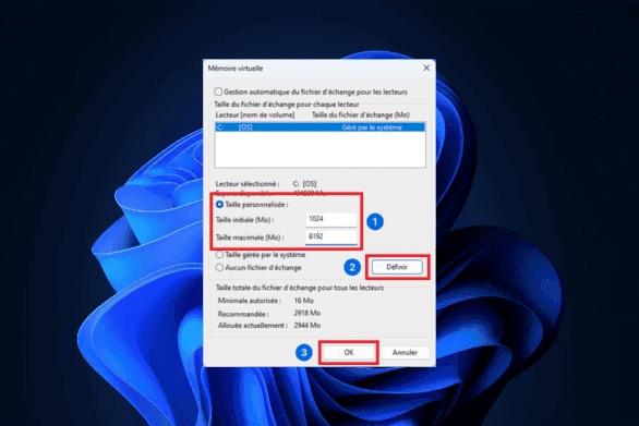 Augmenter la quantité de mémoire virtuelle sur Windows