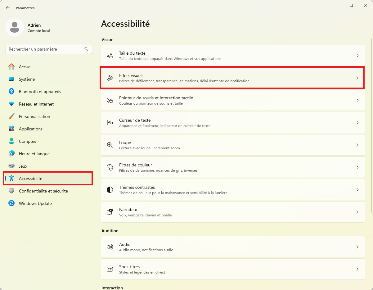 Desactivar los efectos de transparencia y animación desde la Configuración de Windows 11