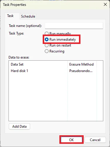 Run immediately