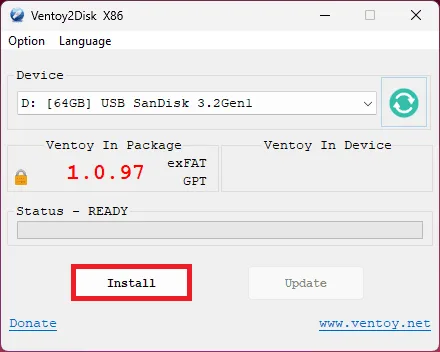 installation ventoy USB windows ISO