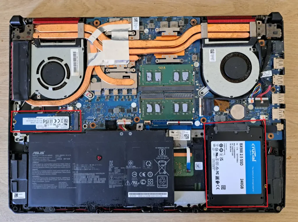 Locate laptop hard drive SS NVMe M.2 or SSD SATA or HDD