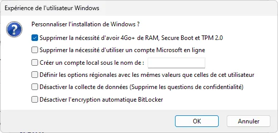 ie Notwendigkeit, mehr als 4 GB RAM, Secure Boot und TPM 2.0 zu haben, entfernen