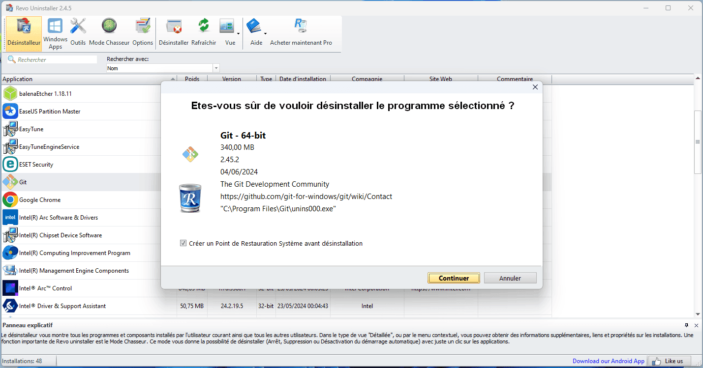 revo uninstaller continuer la désinstallation