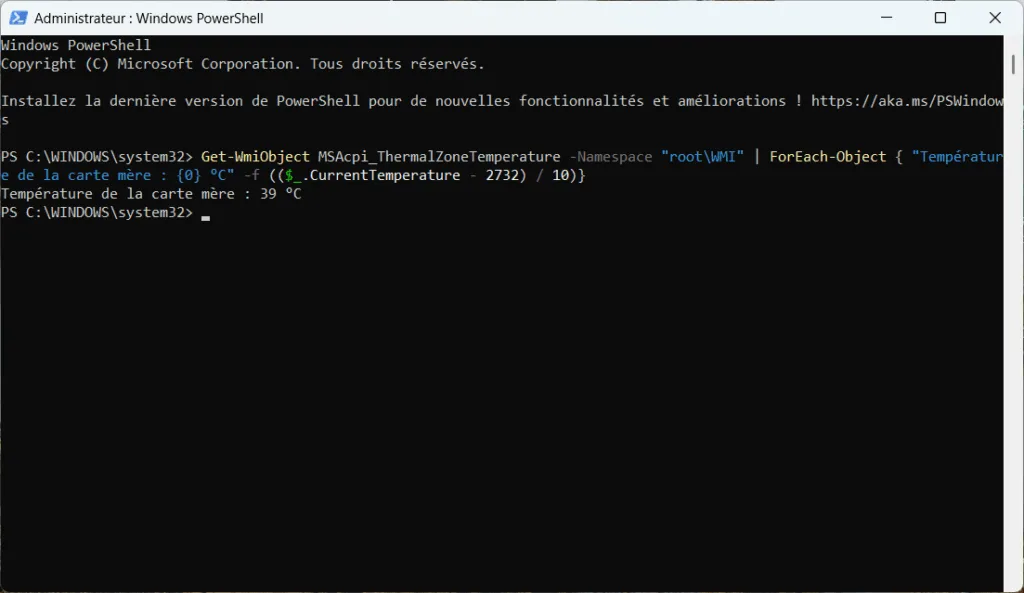 température pc powershell