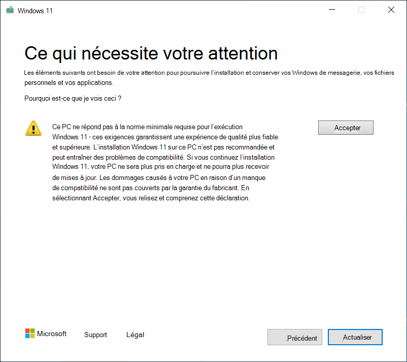 Dieser Computer erfüllt nicht die Mindestanforderungen für die Installation von Windows 11