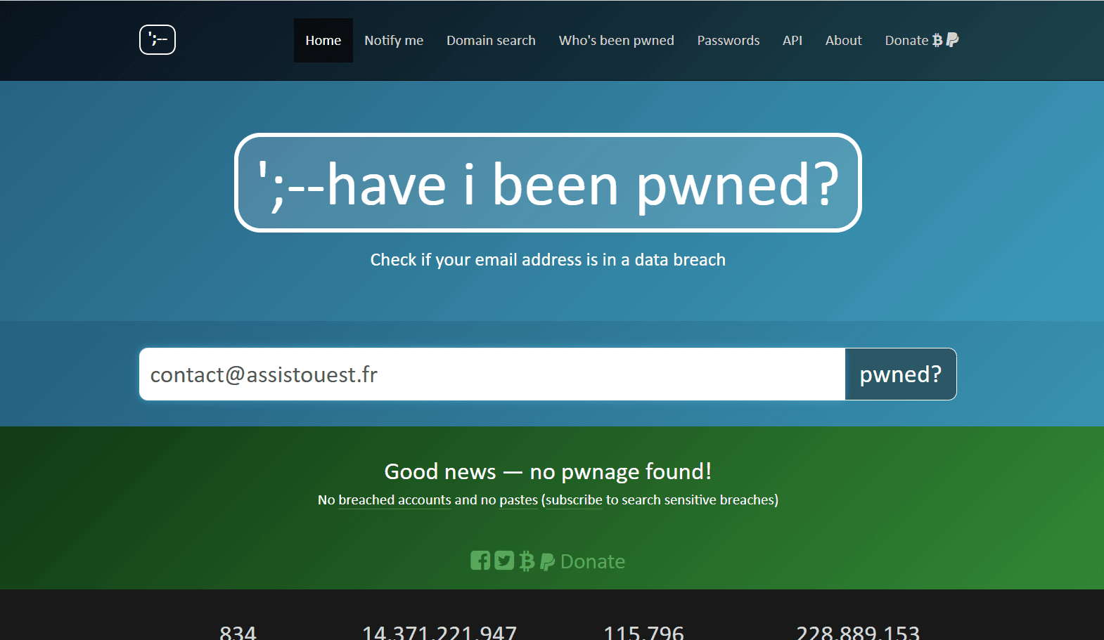 Überprüfen Sie Ihre Daten mit Have I Been Pwned