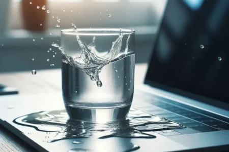 What should you do immediately if your laptop is leaking ?