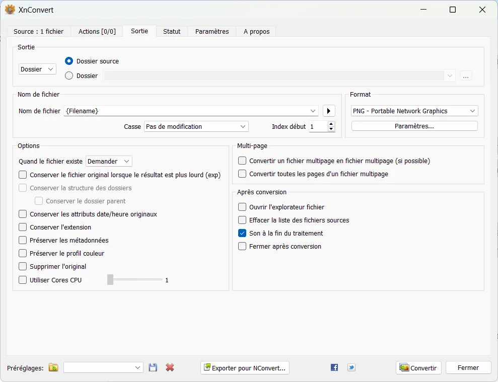 format HEIC en PNG avec XNConvert