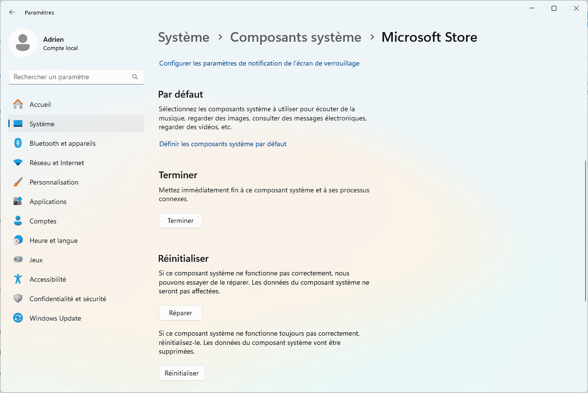 Repair Windows components Microsoft Store