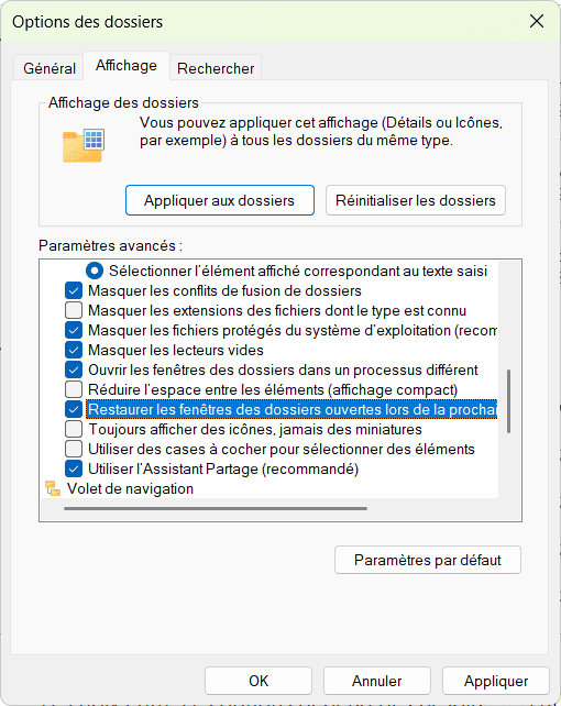 Keep folder windows open after restarting your computer