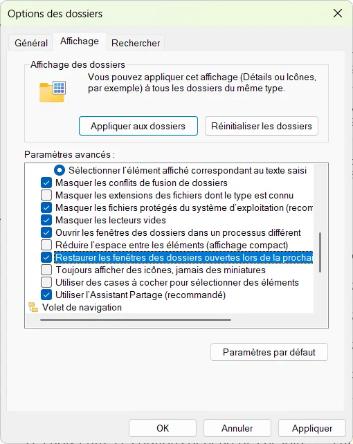 Garder ses fenêtres de dossiers ouvertes après redemarrage de son ordinateur