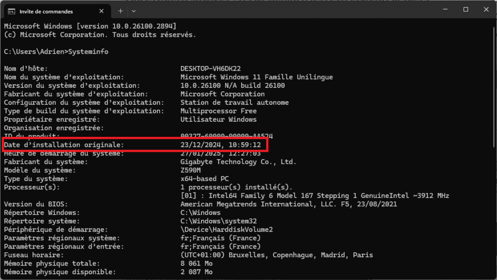 Recuperar la fecha de instalación de Windows desde el terminal