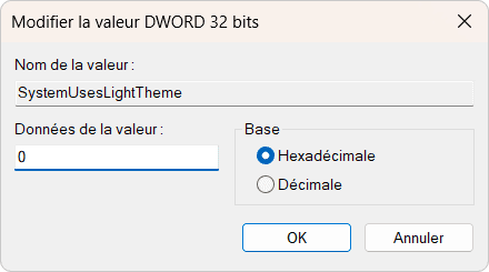 activer dark mode regedit windows 11 et 10