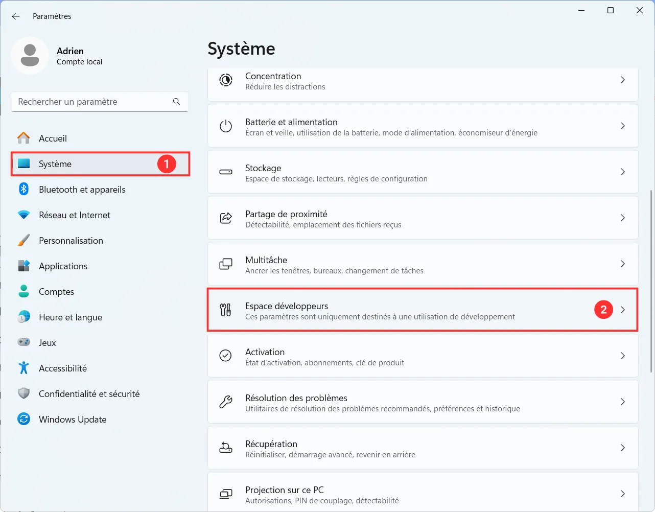 Windows 11 developer mode settings