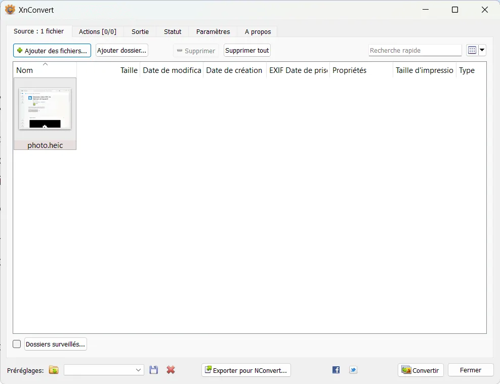 Convertir vos fichiers HEIC en PNG avec XNConvert