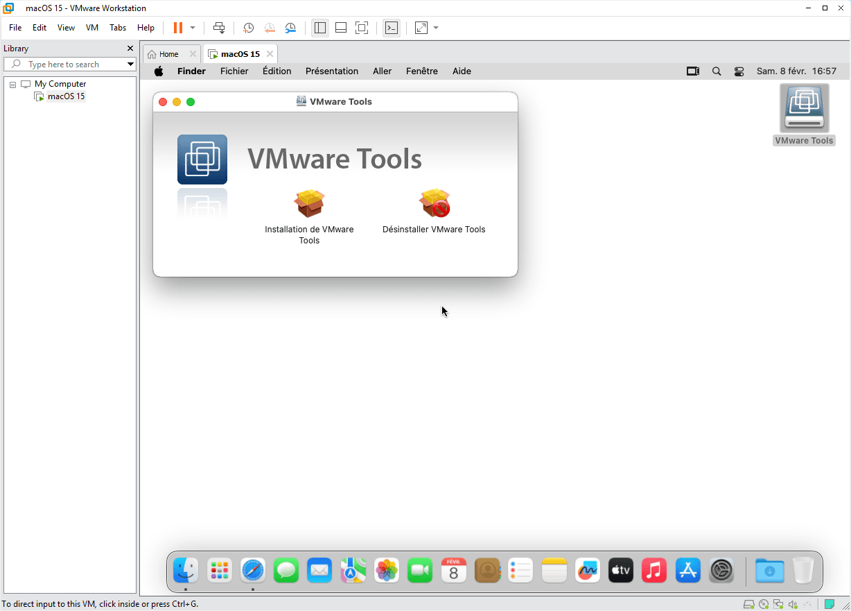 Installation de VMware Tools sur macOS 15