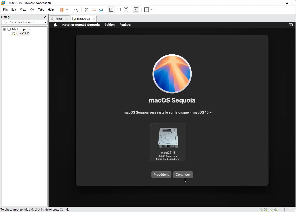 Sélection du disque pour l'installation de macOS