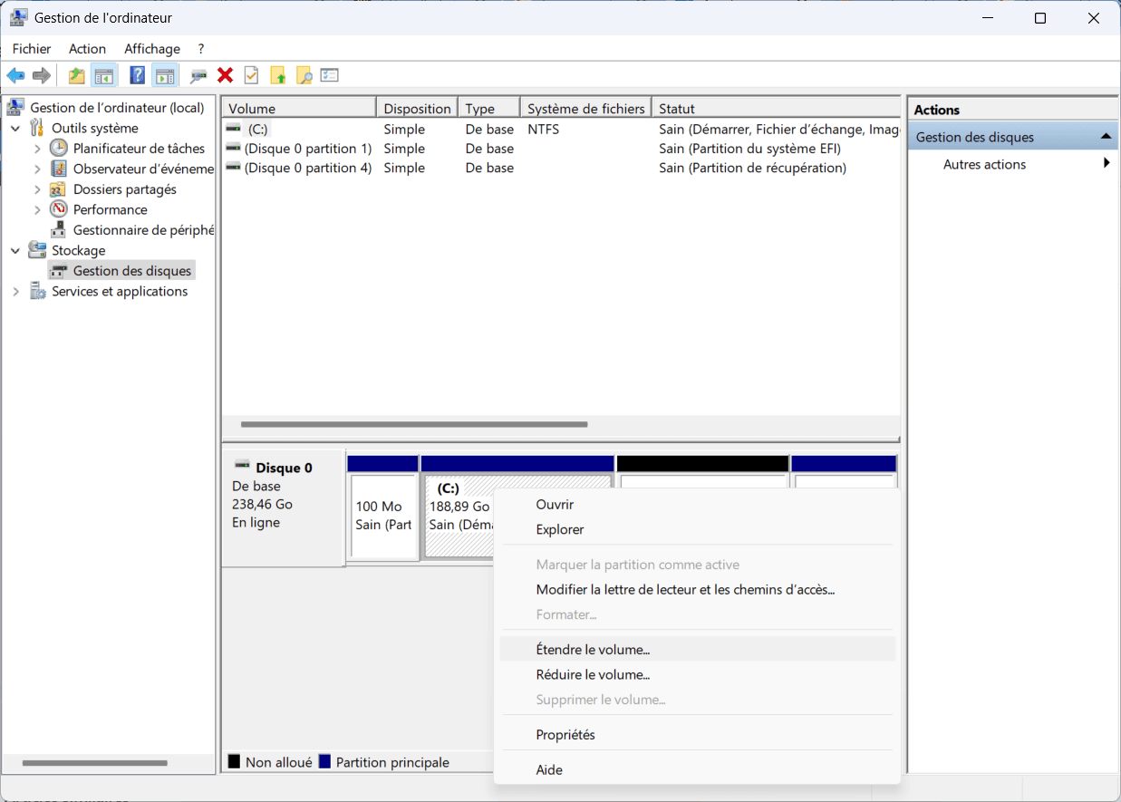 The main partition can be enlarged with the space freed up