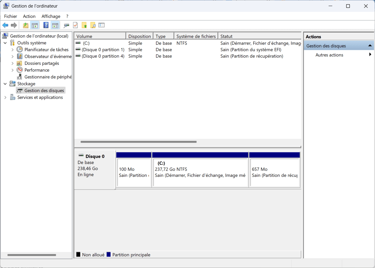 Visualisation de la partition fusionnée après l’extension.