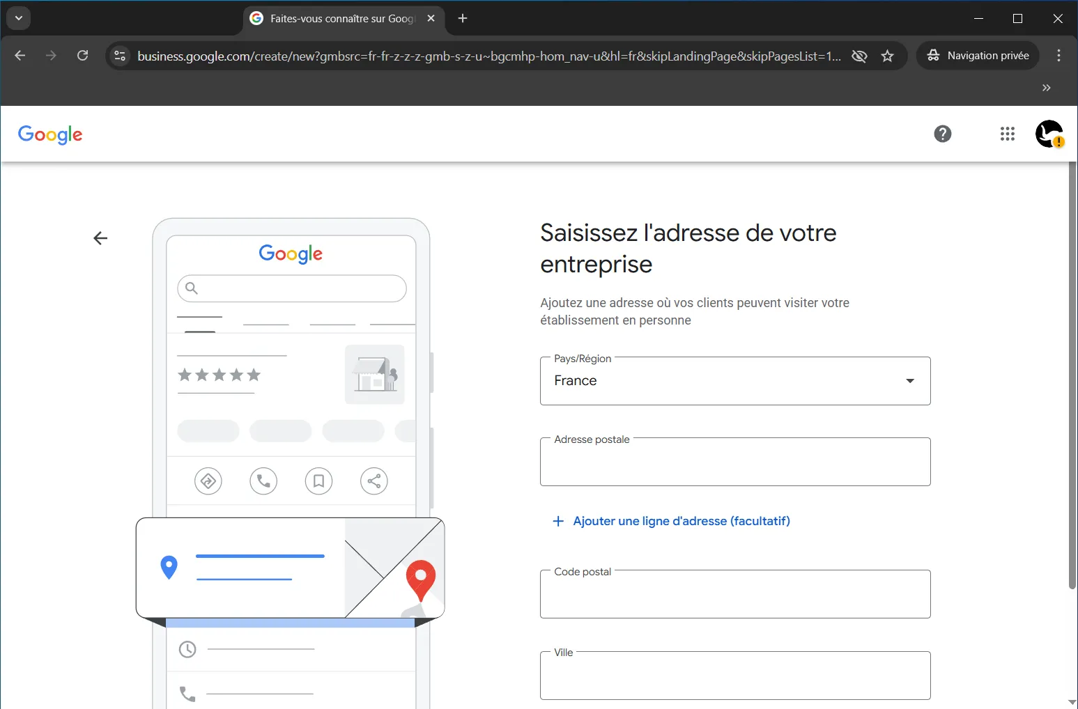 Ajoutez l’adresse complète de votre établissement