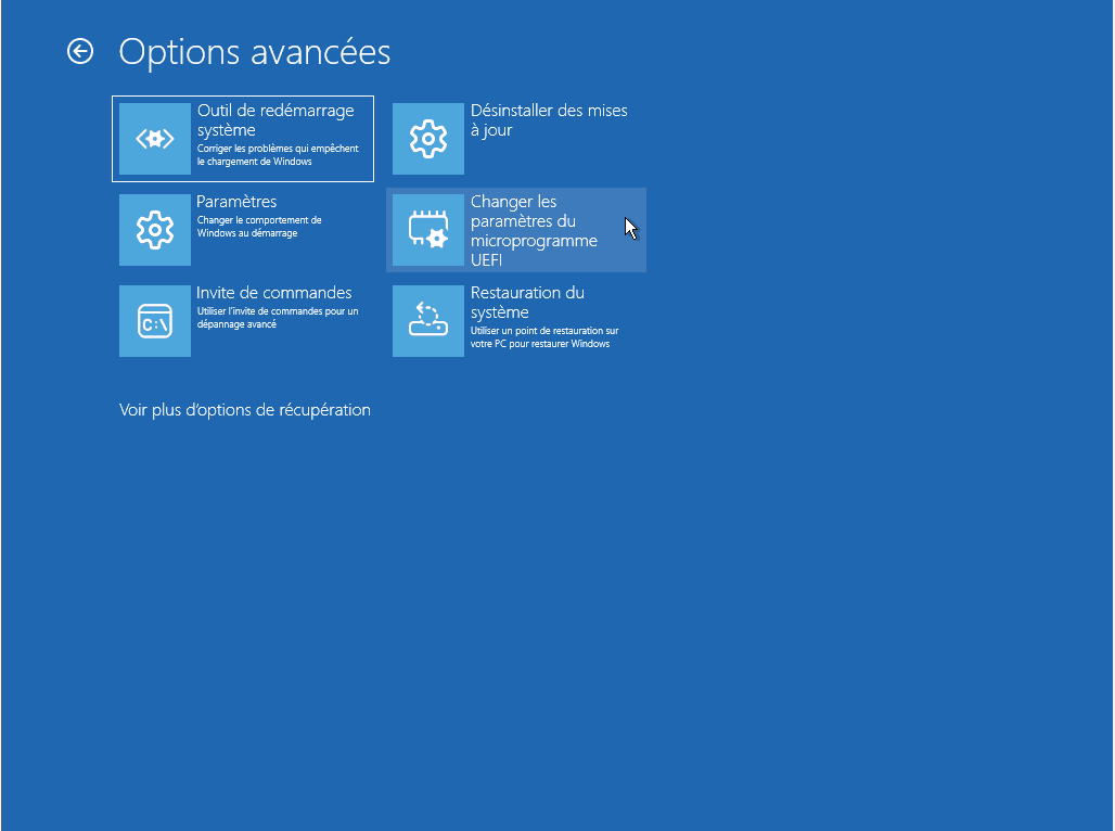 Changer les paramètres du microprogramme UEFI pour entrer dans le BIOS