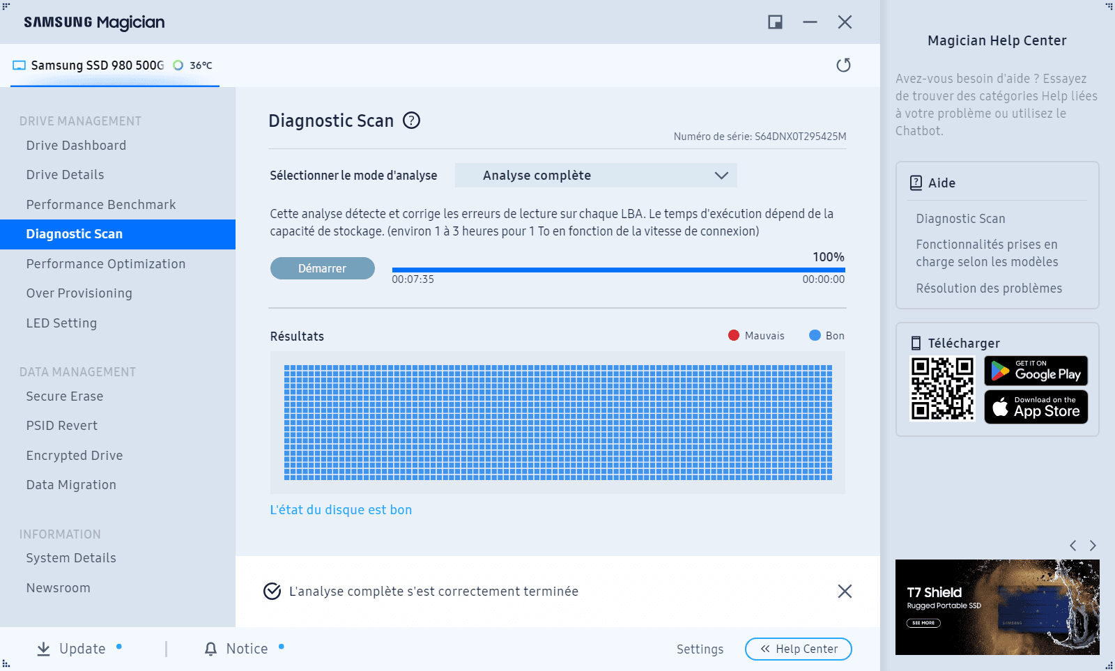 The Samsung Magician interface.