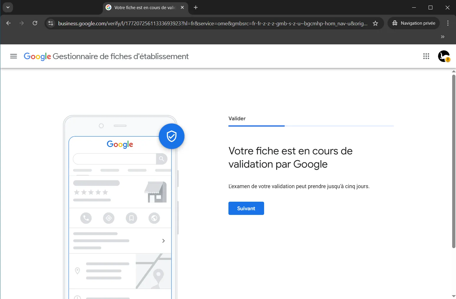 Attendez la validation de votre fiche