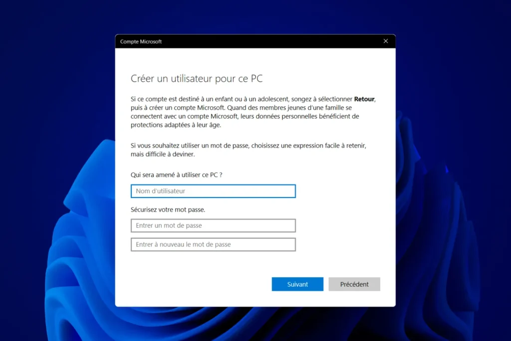 How do I create a local user account on Windows