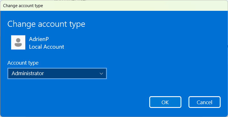 Local administrator account Windows 11