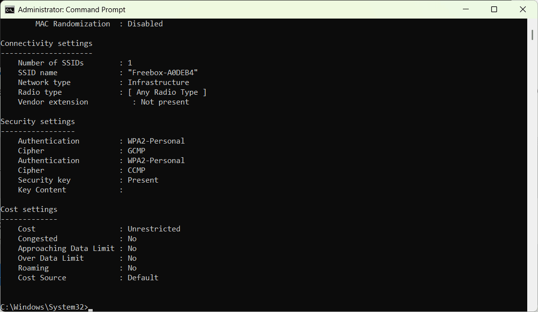 Show Wi-Fi Network Password CMD