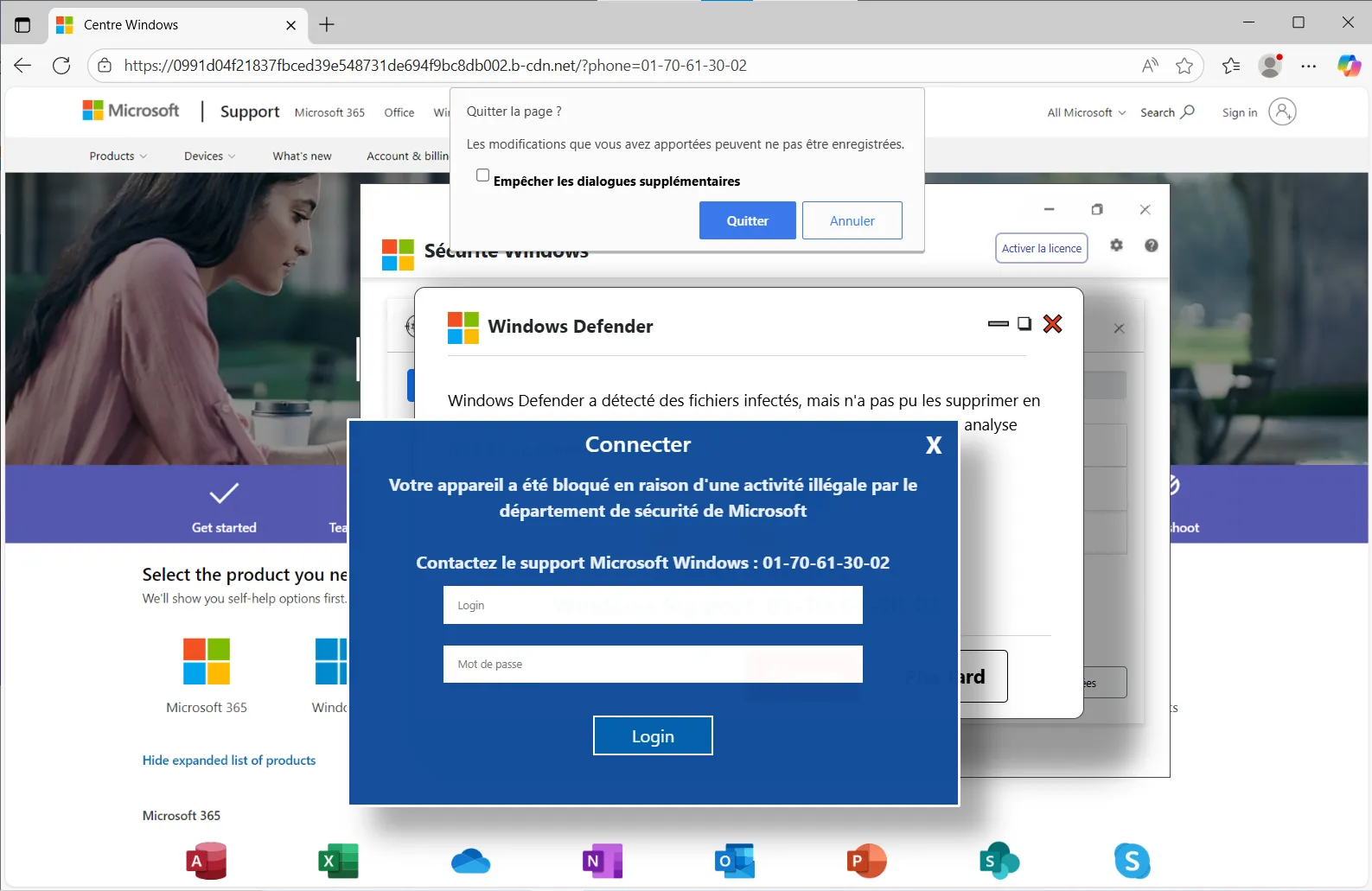 Une publicité google qui mène droit dans le piège du faux support technique