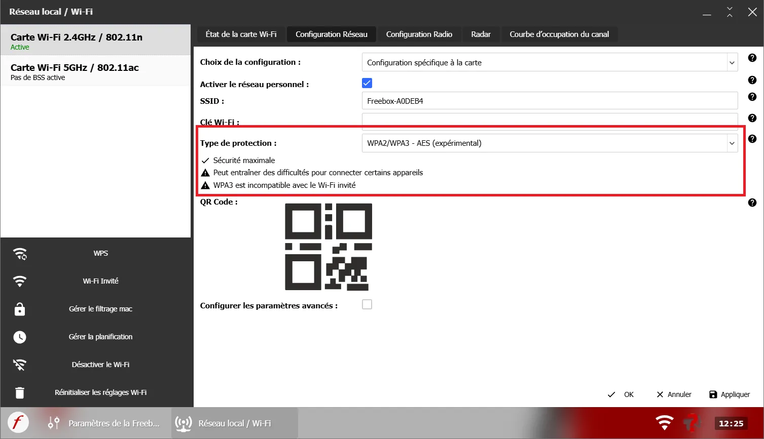 activer WPA3 Freebox paramètres Wi-Fi du routeur