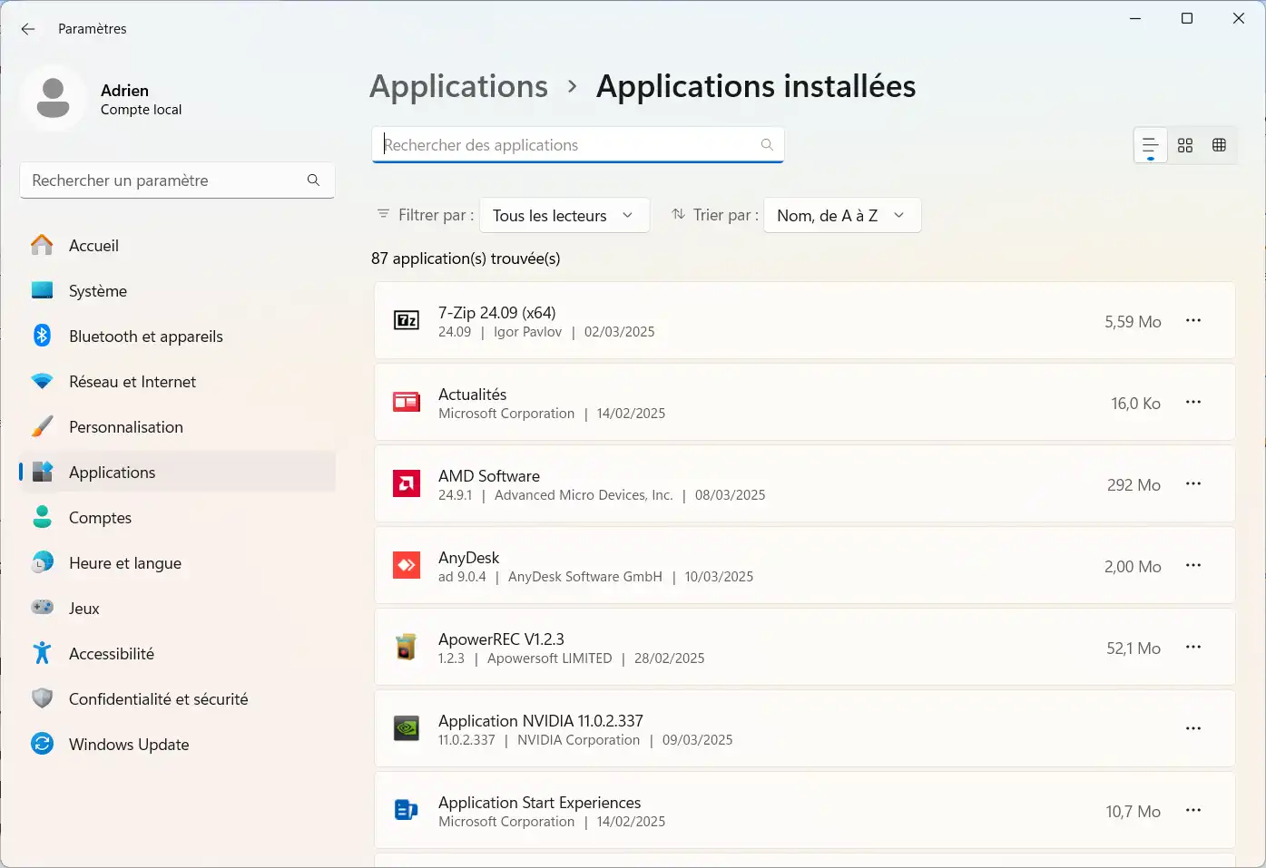désinstaller un logiciel depuis windows 11