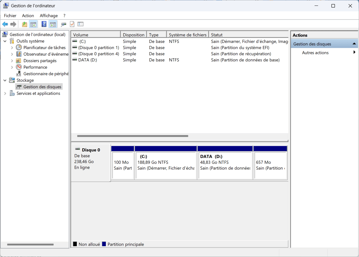 Windows disk management tool