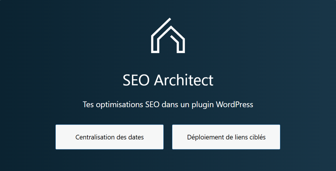 SEO Architect interface principale du plugin WordPress