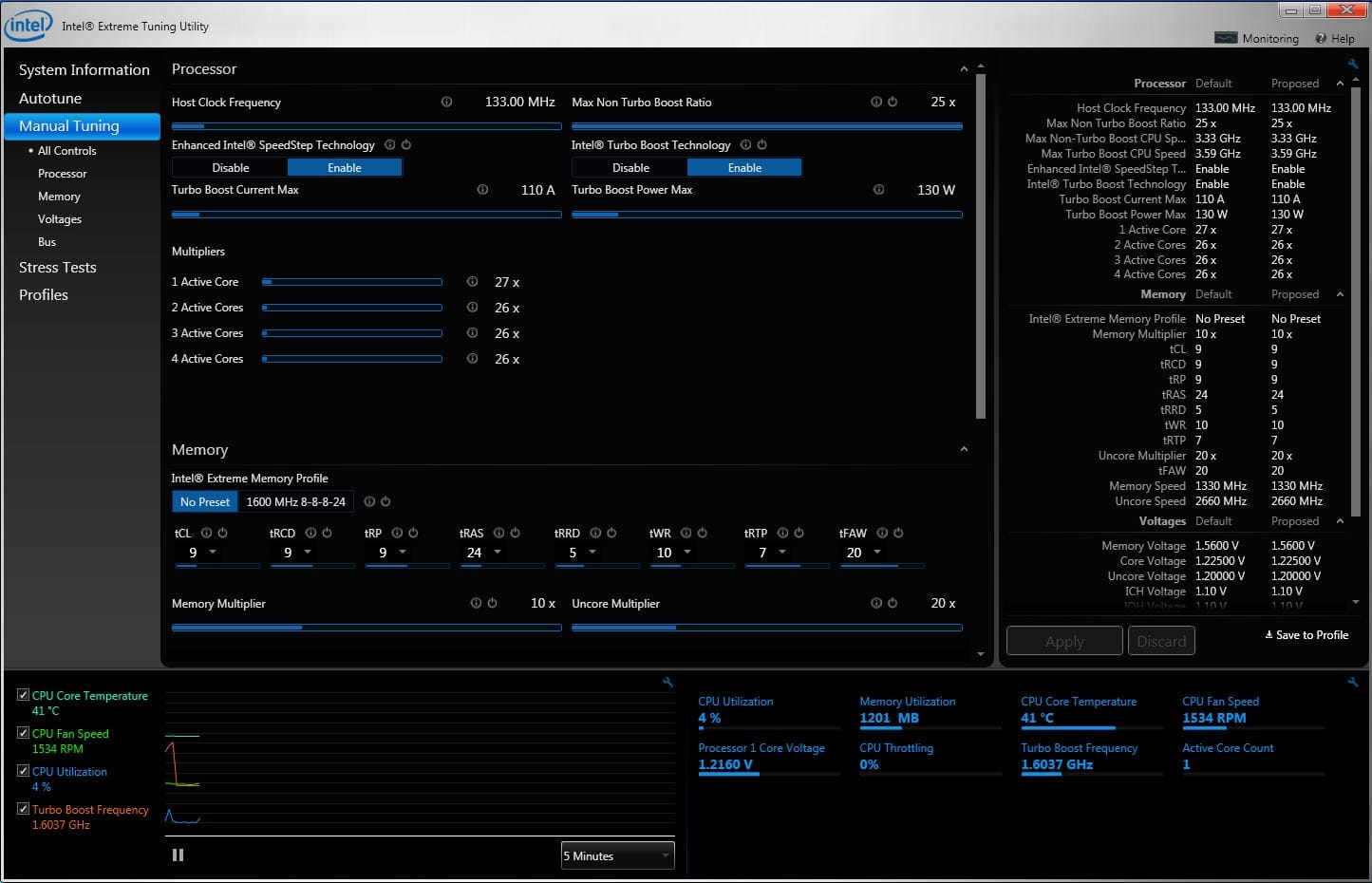 Intel Extreme Tuning Utility (XTU) for overclocking an Intel CPU