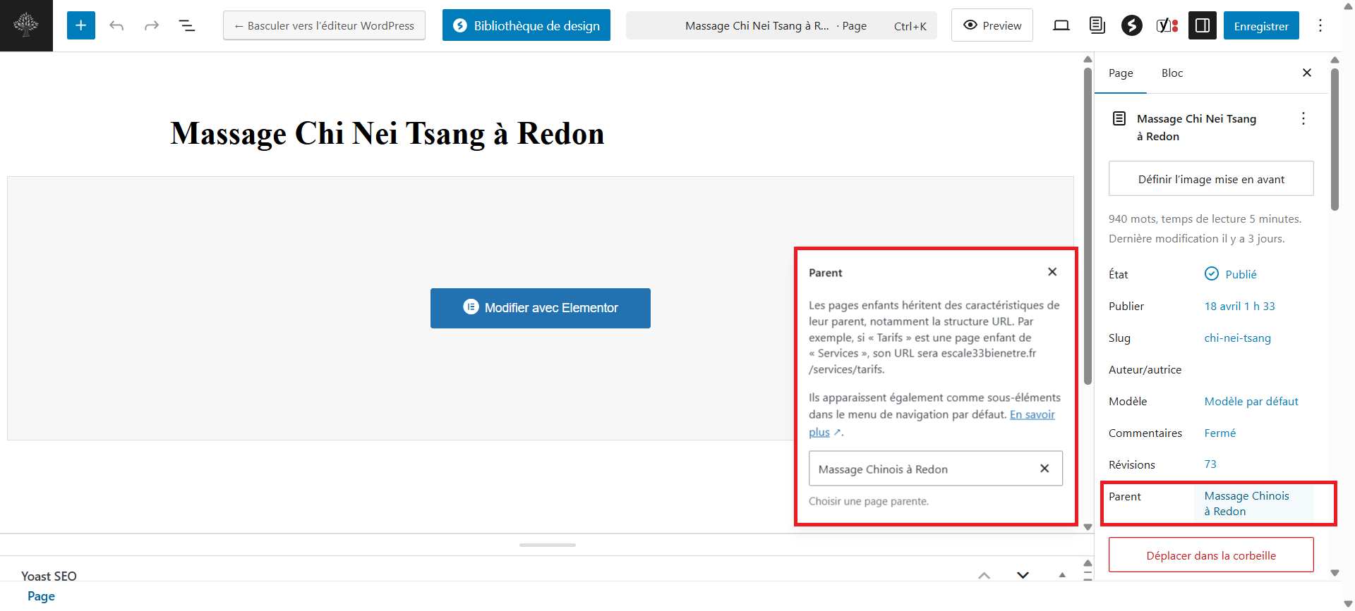 Apparenter une page à une autre sur WordPress