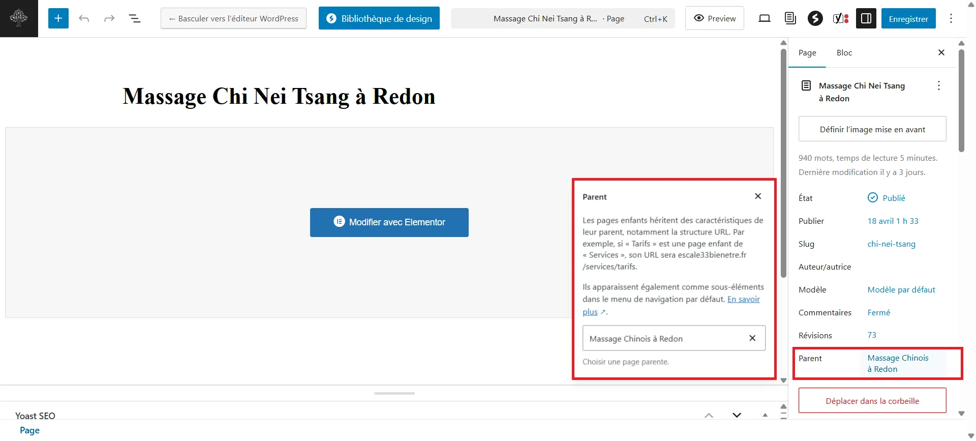 Apparenter une page à une autre sur WordPress