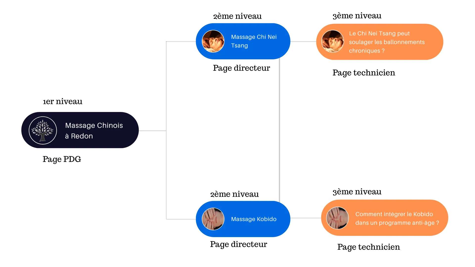 Exemple de cocon sémantique SEO structuré sur 3 niveaux