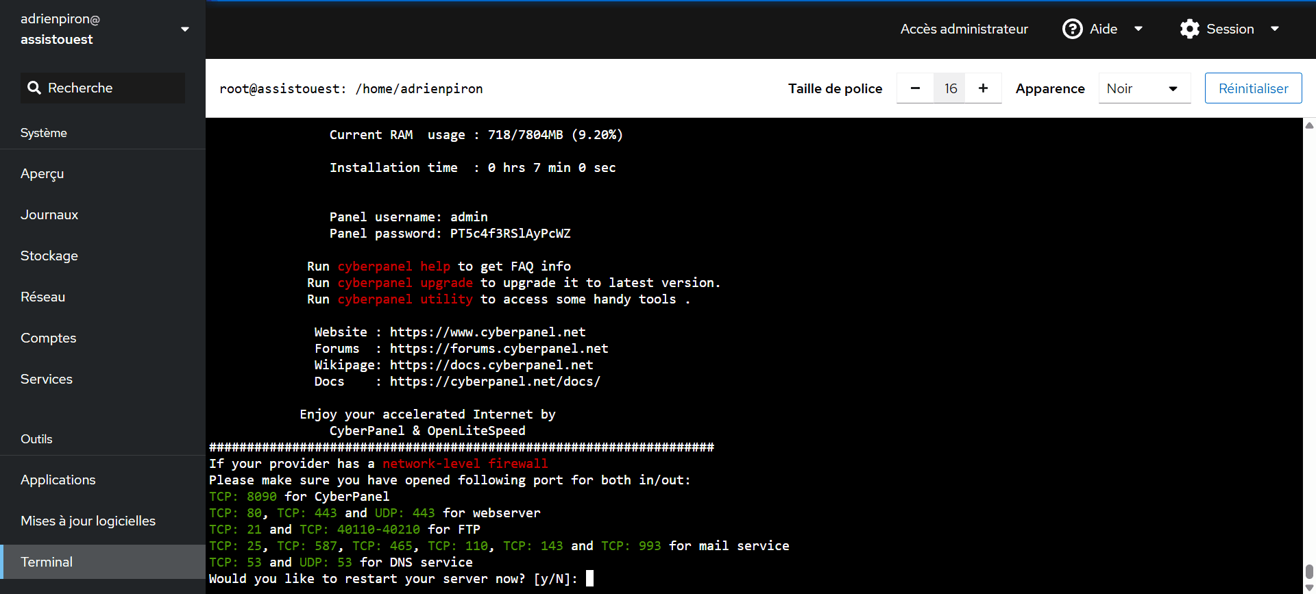 Cockpit intègre un terminal complet : Aucun vompromis sur la CLI