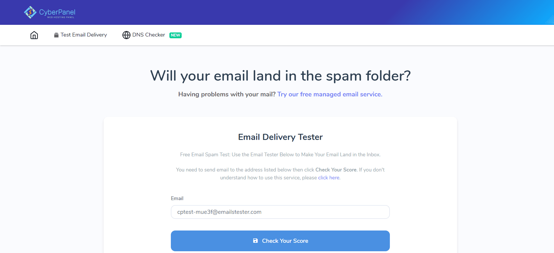 cyberpanel mail tester