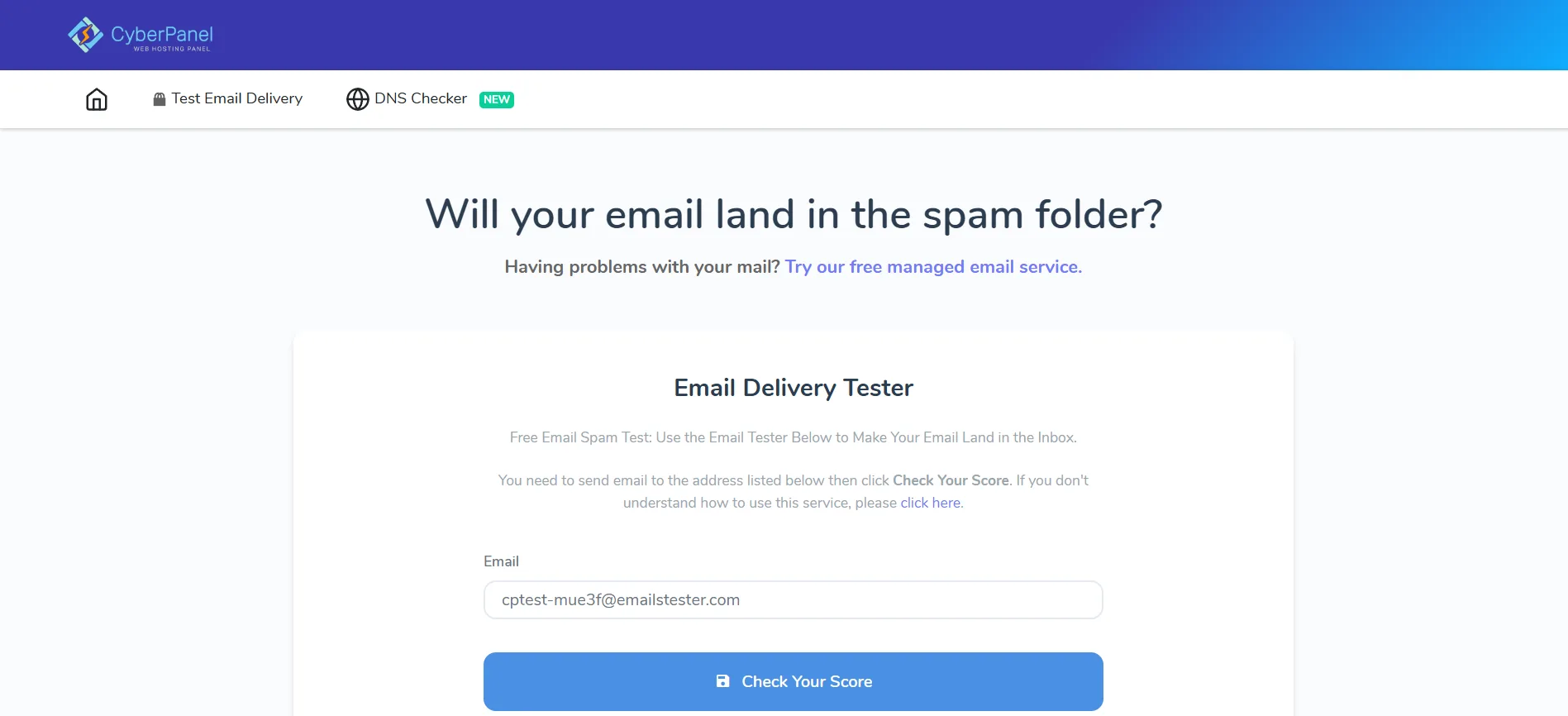 cyberpanel mail tester