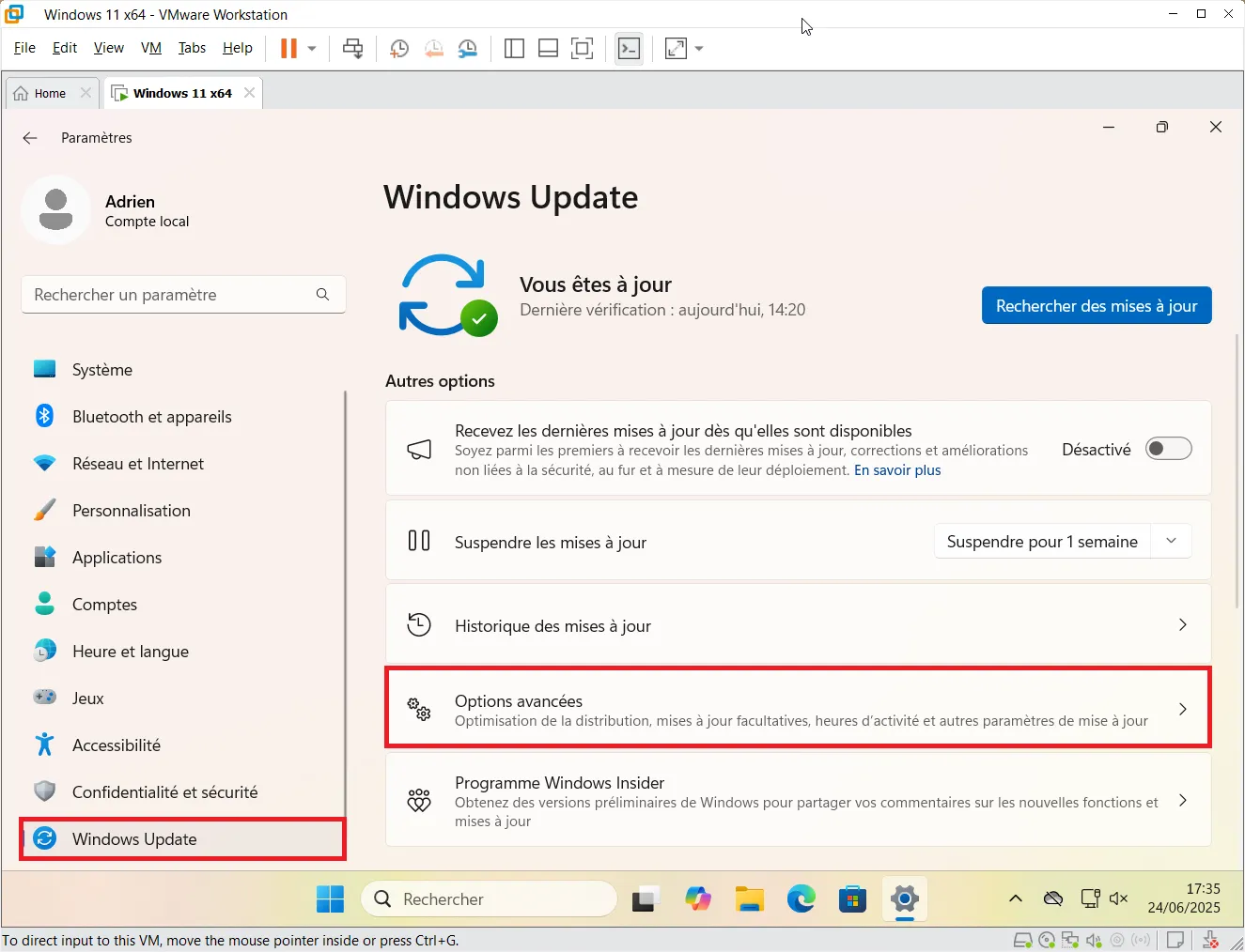 options de récupération windows