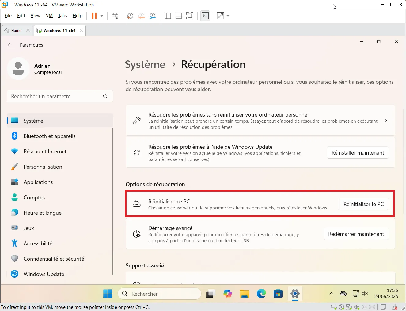 Réinitialiser ce PC