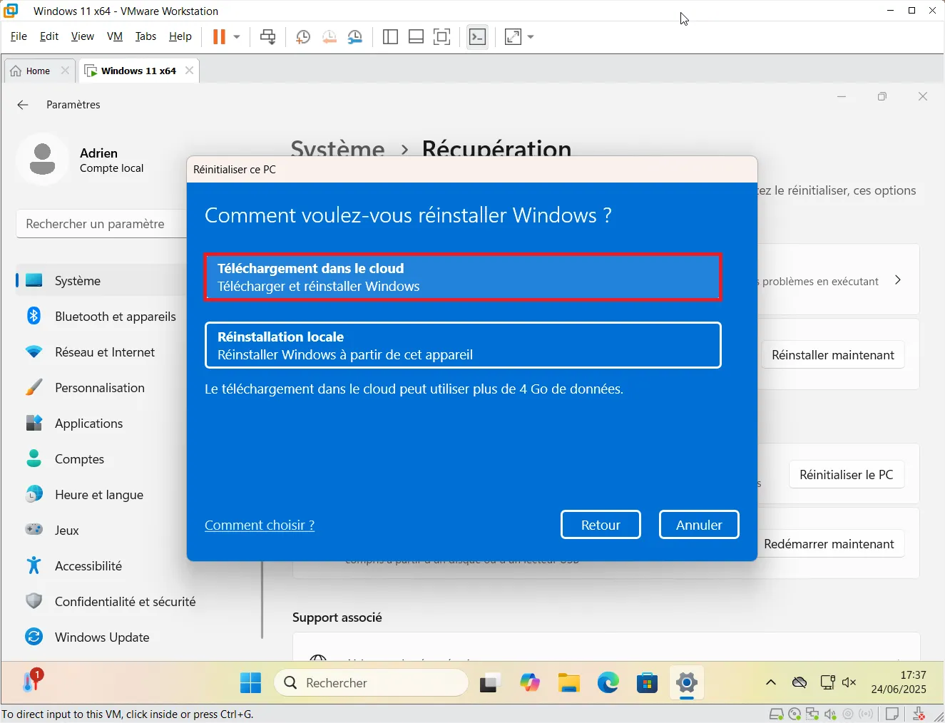 téléchargement de windows dans le cloud