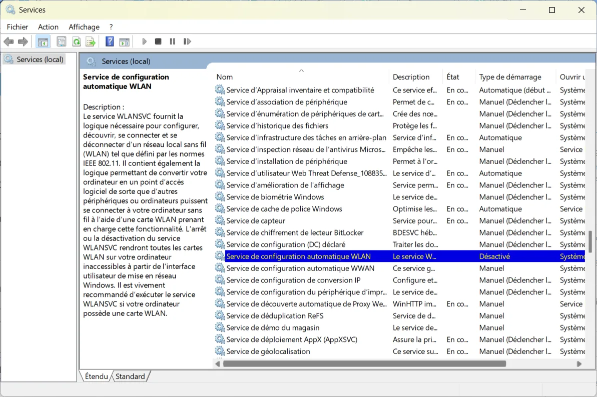 activación de los servicios de Windows vinculados a la configuración Wi-Fi
