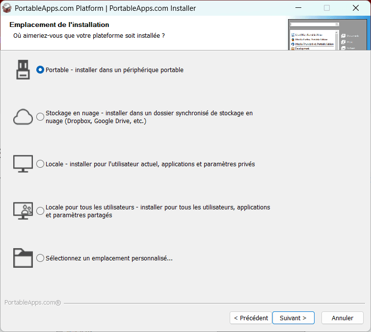 où installer PortableApps version portable logiciel