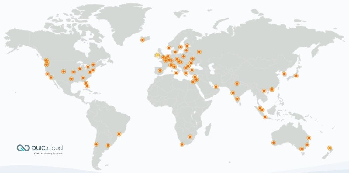Les points de présence QUIC.cloud (PoP) dans le monde