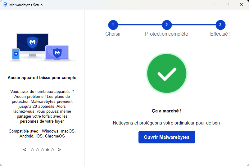 Malwarebytes prêt à être lancé après l'installation