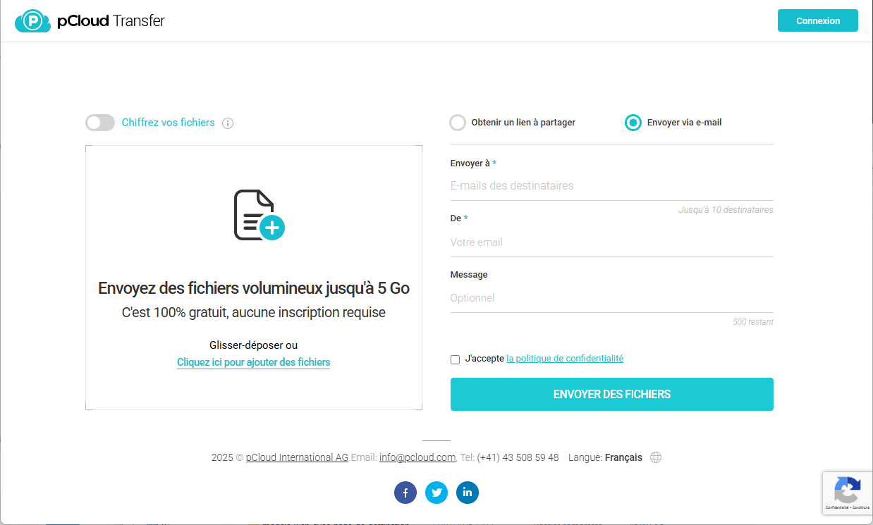 pCloud Transfer : envoyer jusqu’à 5 Go de données sécurisés